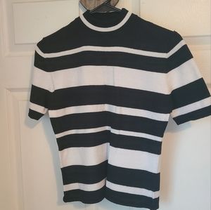 Laura Leigh Ltd. Collections, Women's Short Sleeve Blouse/Shell, Black & White